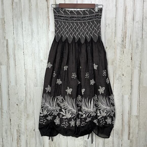 Lapis Dresses & Skirts - Anthropologie Lapis Strapless Smocked Floral Dress Fairy Whimsygoth Festival GUC